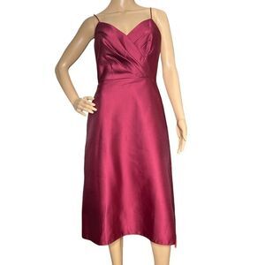 Alfred Sung draped faux wrap cocktail dress pockets burgundy NWT 10